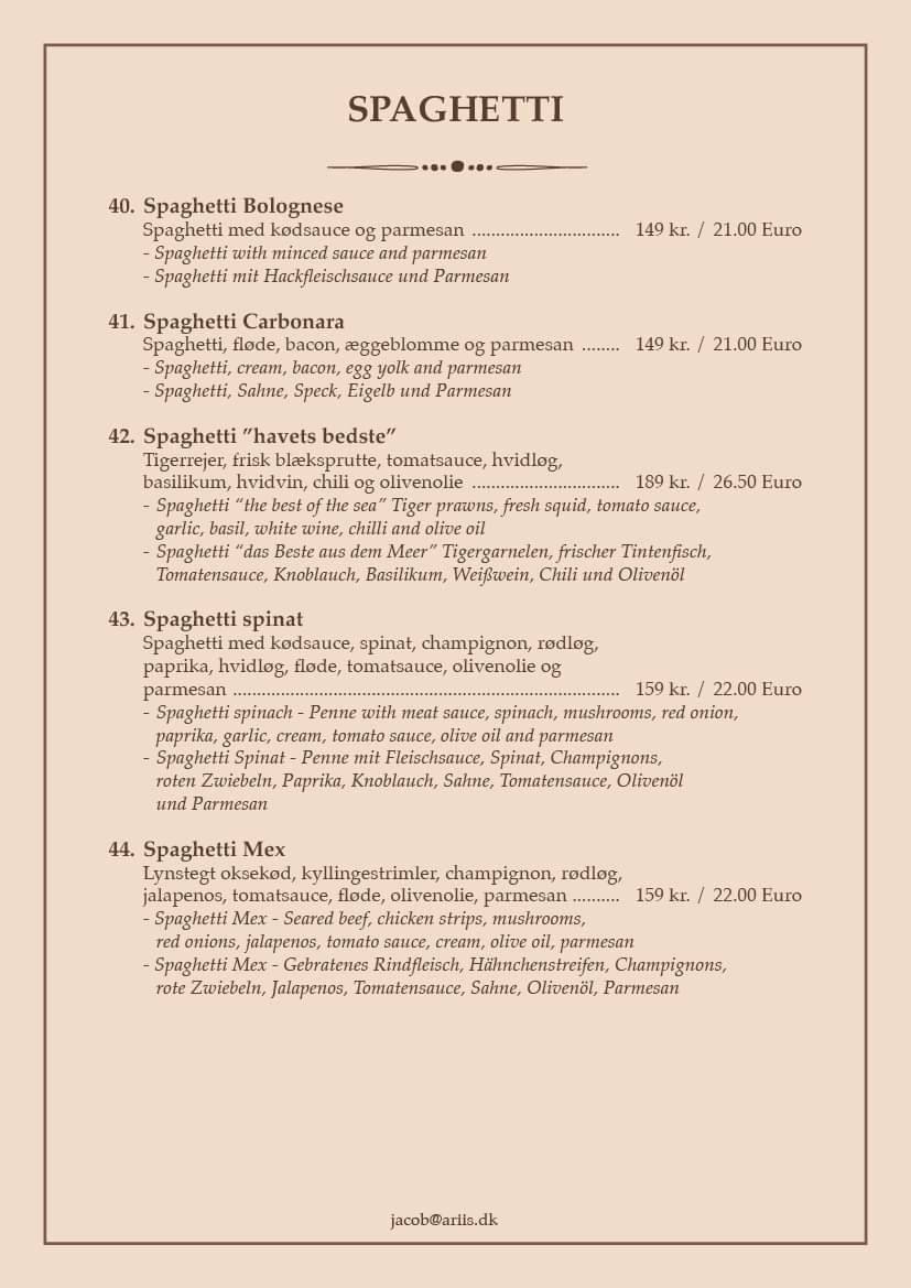 Menu de Restaurant Jacob A. Riis