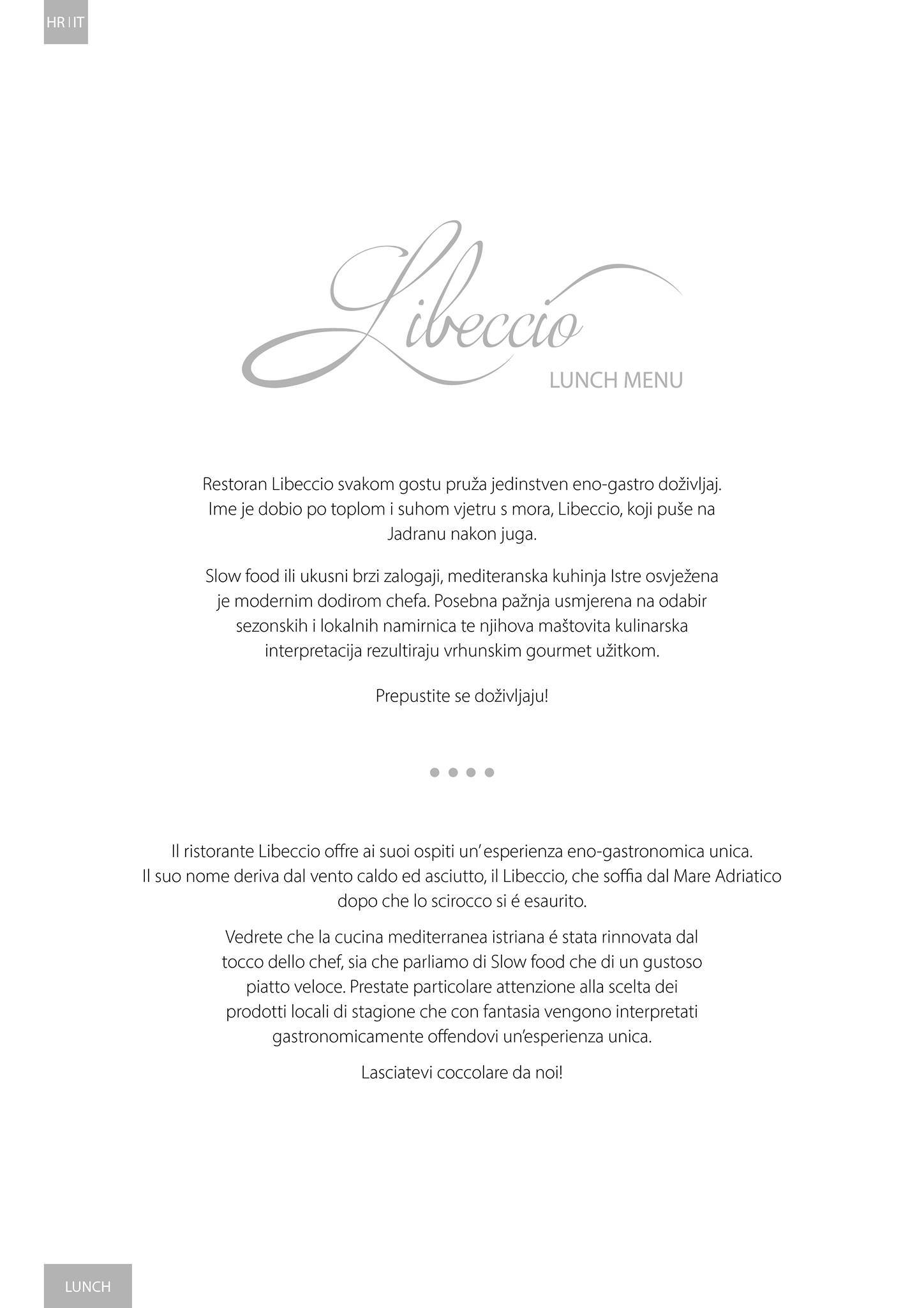 Menu di Libeccio Restaurant & Bar 