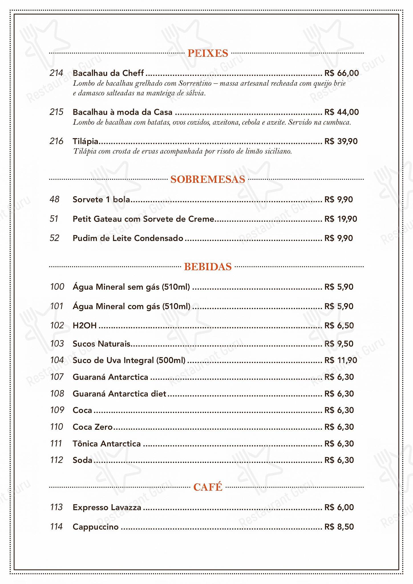 Pavanelli Loja e Restaurante - Catering Menu