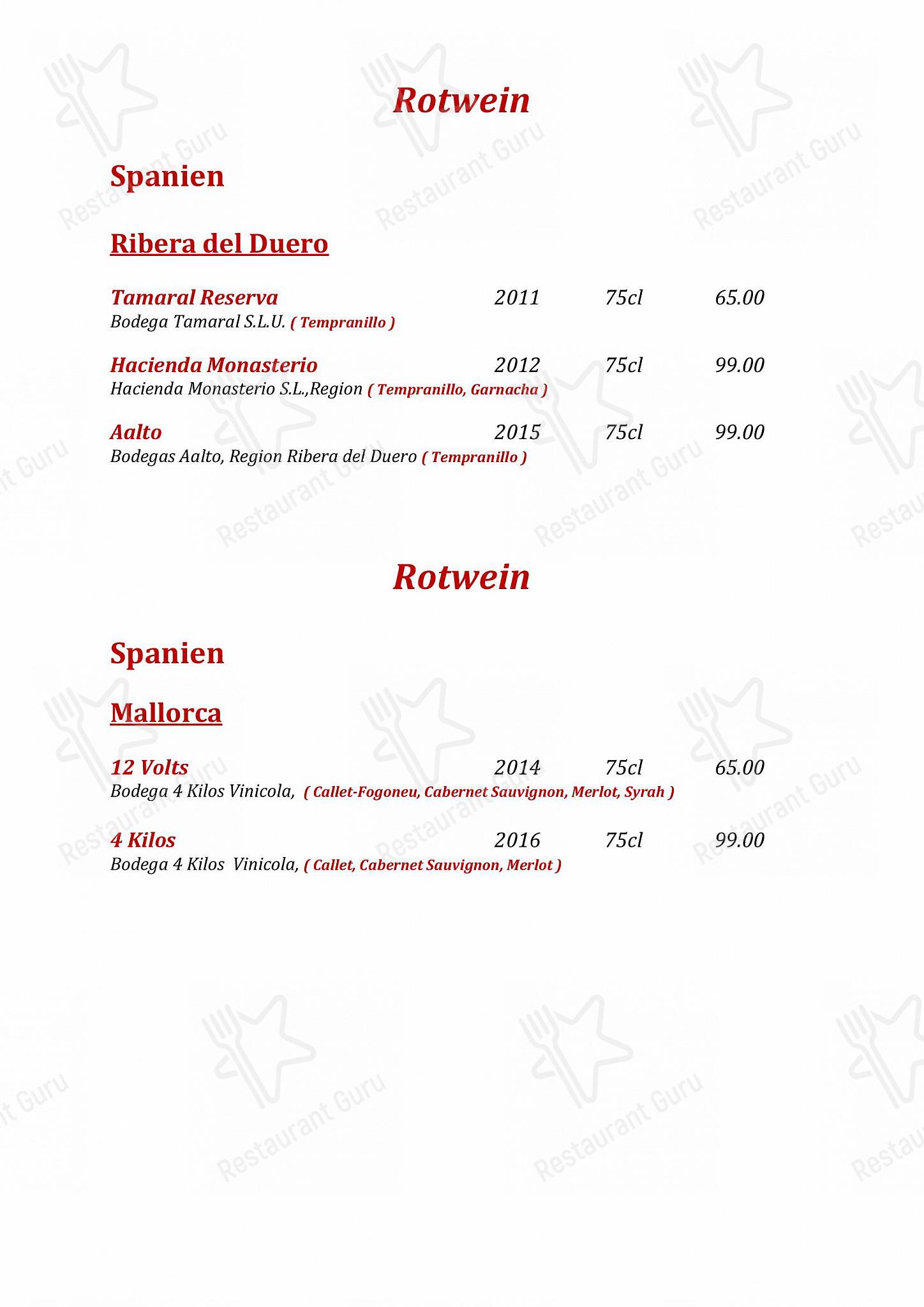 Rathskeller Olten in Olten - Wine Menu