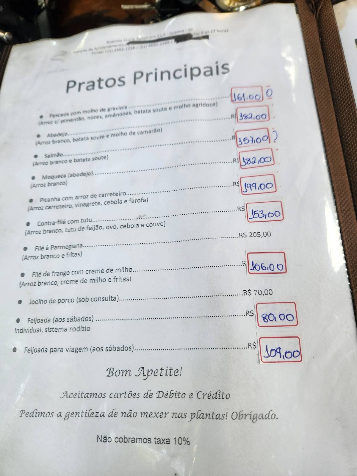 Restaurante Riacho Doce cardápio