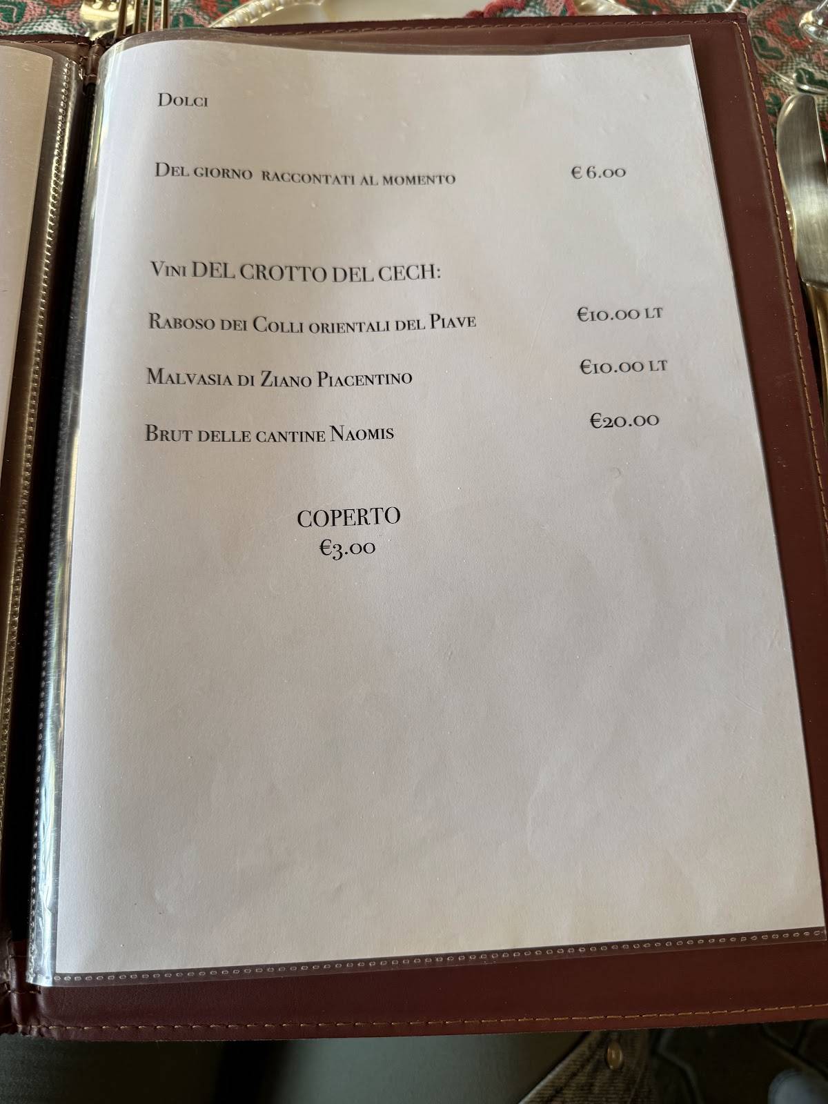 Menu di Ristorante Crotto Cech 