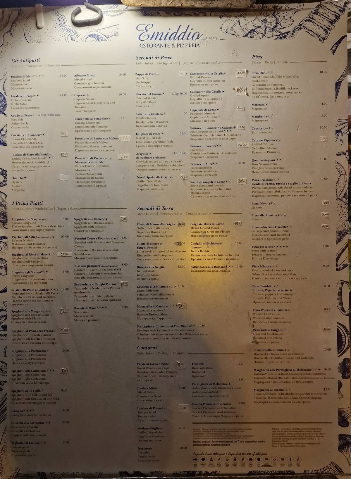 Menu di Ristorante da Emiddio 