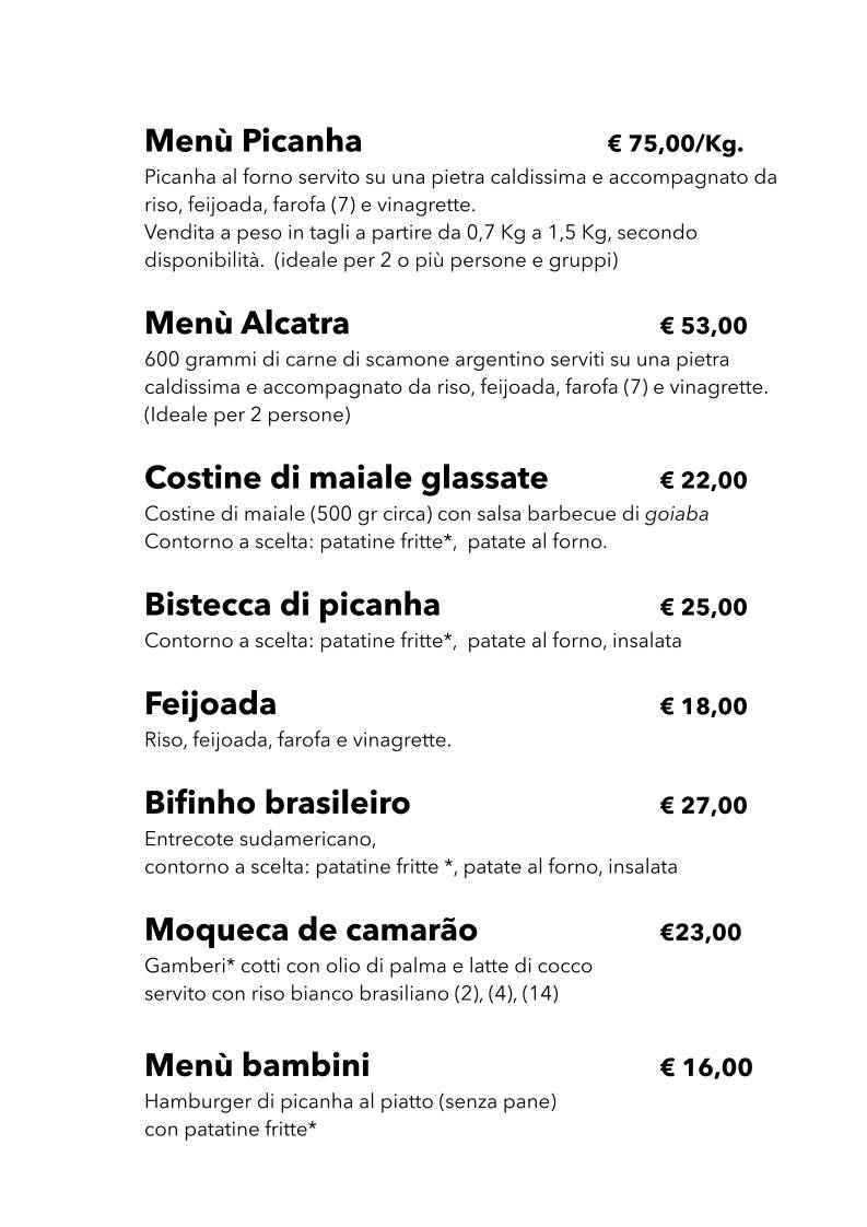 Menu di Ritual Ristorante Brasiliano 
