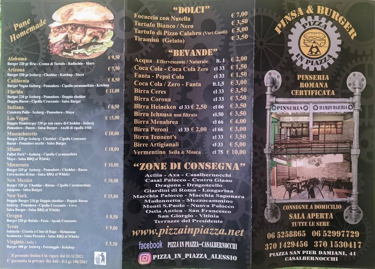 Menu di Pizza in Piazza 