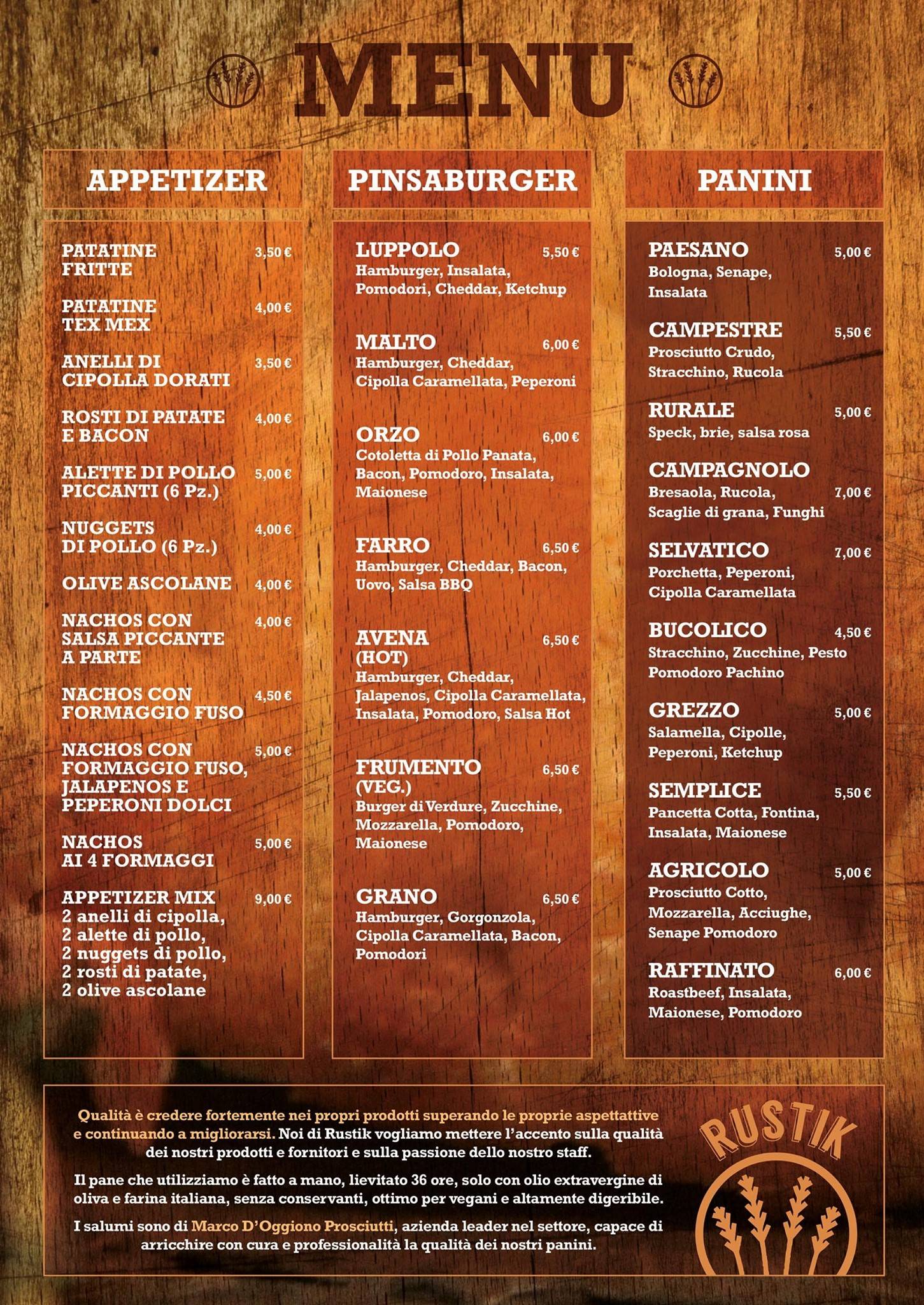 Menu di Rustik Pub 
