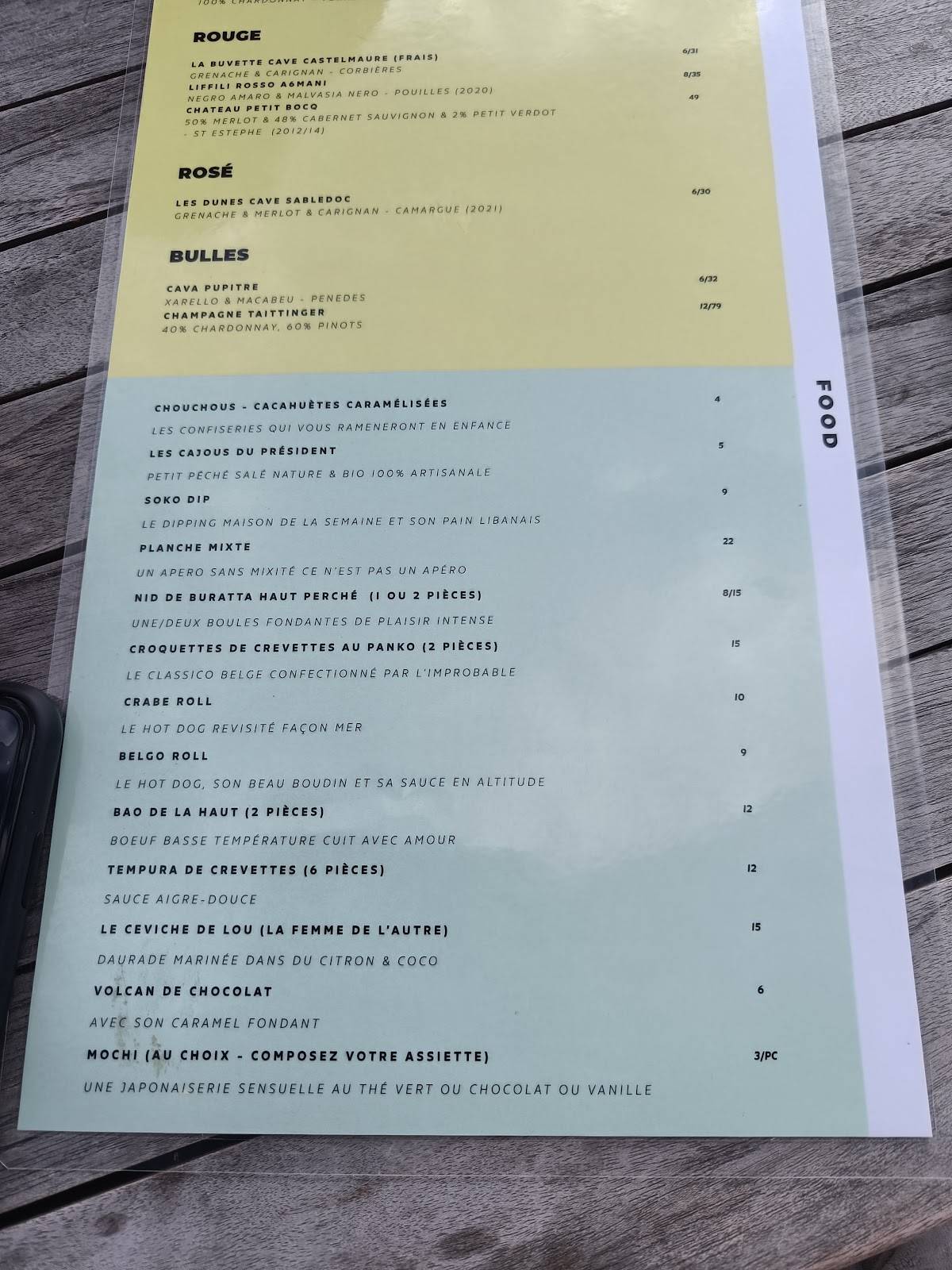 Menu de Soko Rooftop