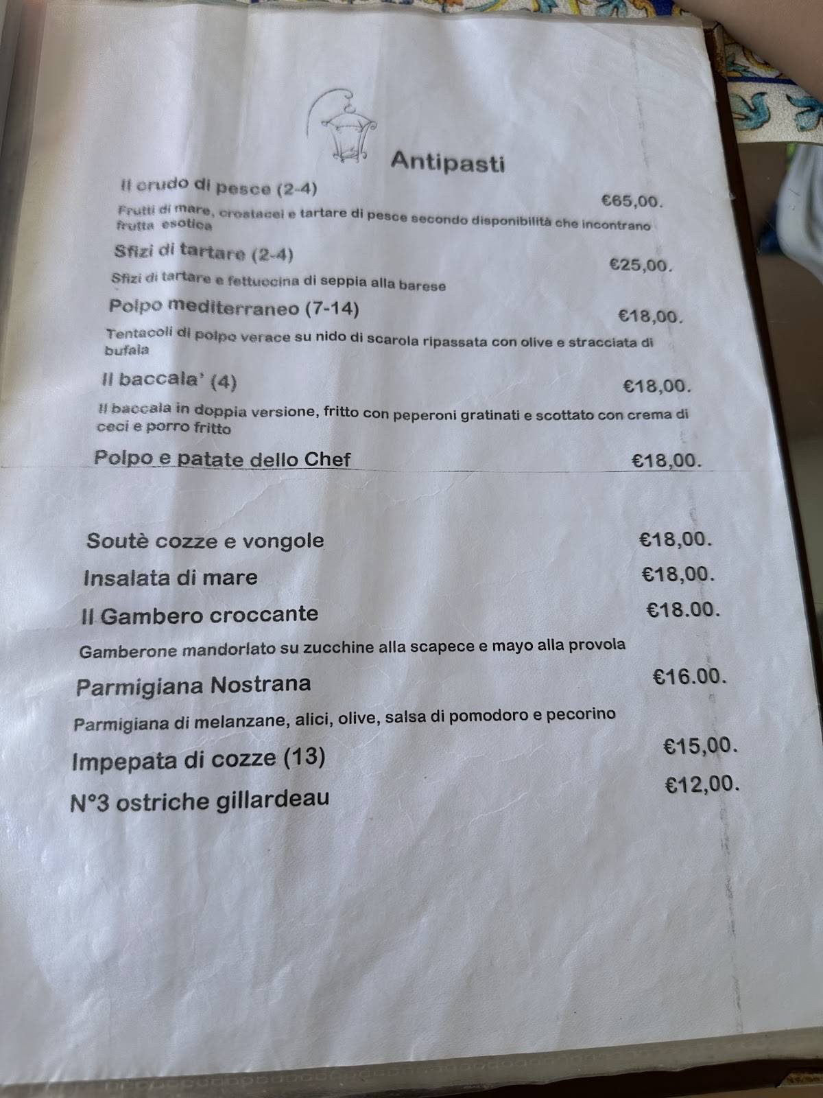 Menu di ristorante la lanterna 