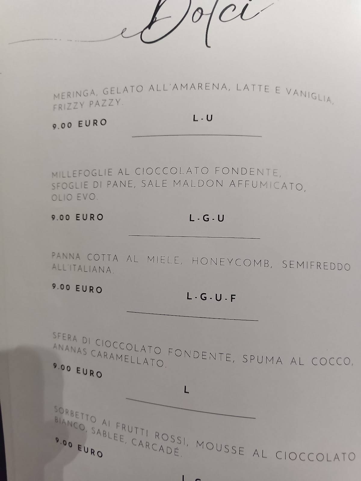Menu di Ristorante ad Maiora 