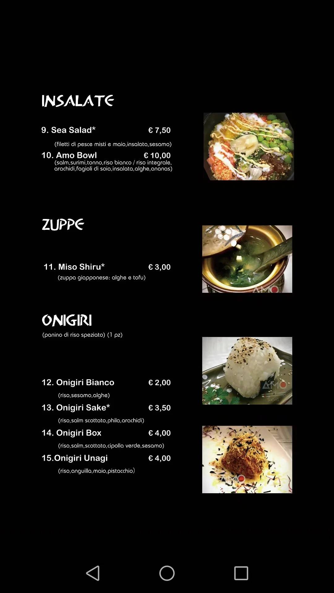 Menu di Ristorante AMO Sushi 