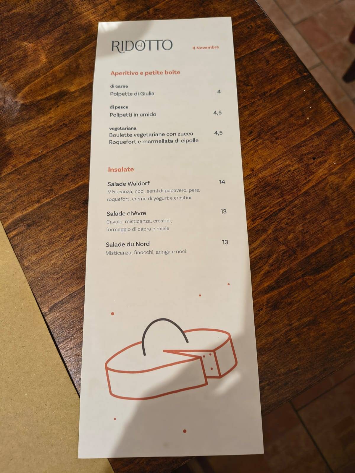 Menu di Al Ridotto 
