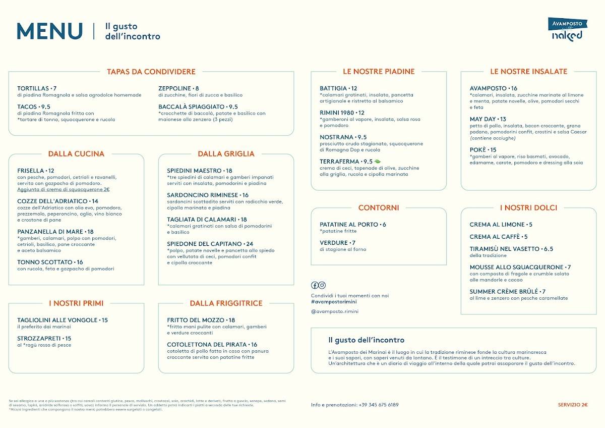 Menu di Avamposto Rimini 