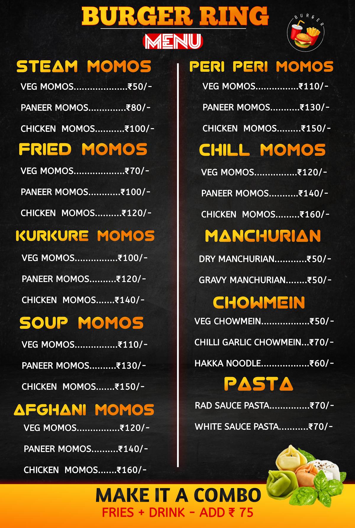 BURGER RING CAFE menu