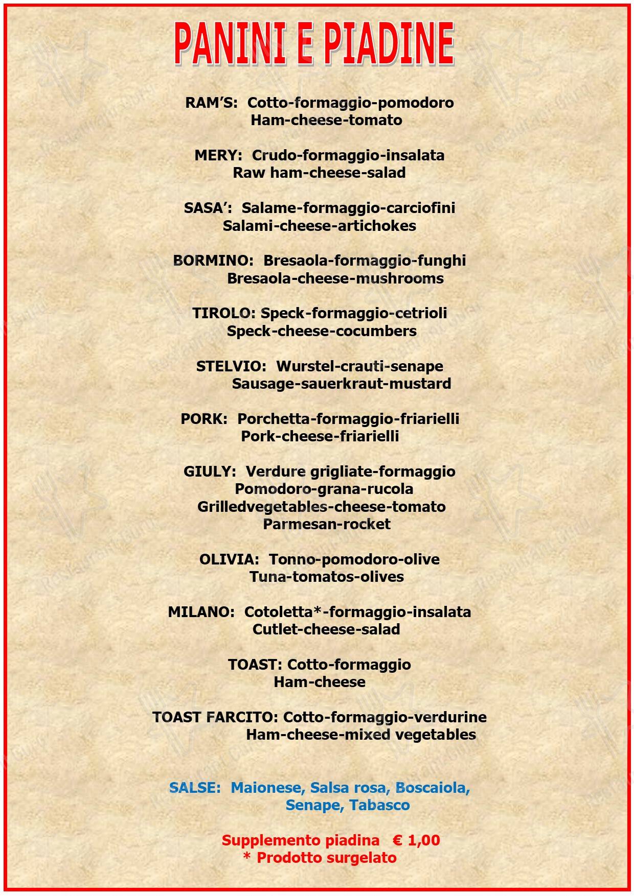 Guarda il menu di Bar The Ram's