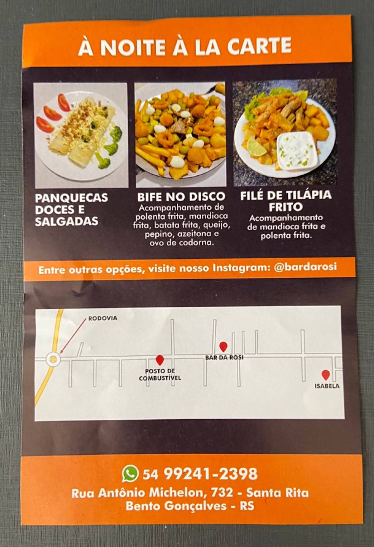 Bar da Rosi cardápio