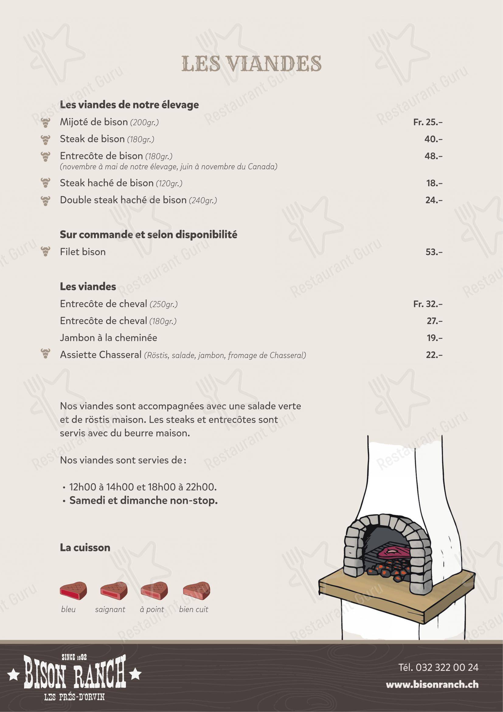 Menu per Christian Lecomte, Auberge des Bisons in Nods