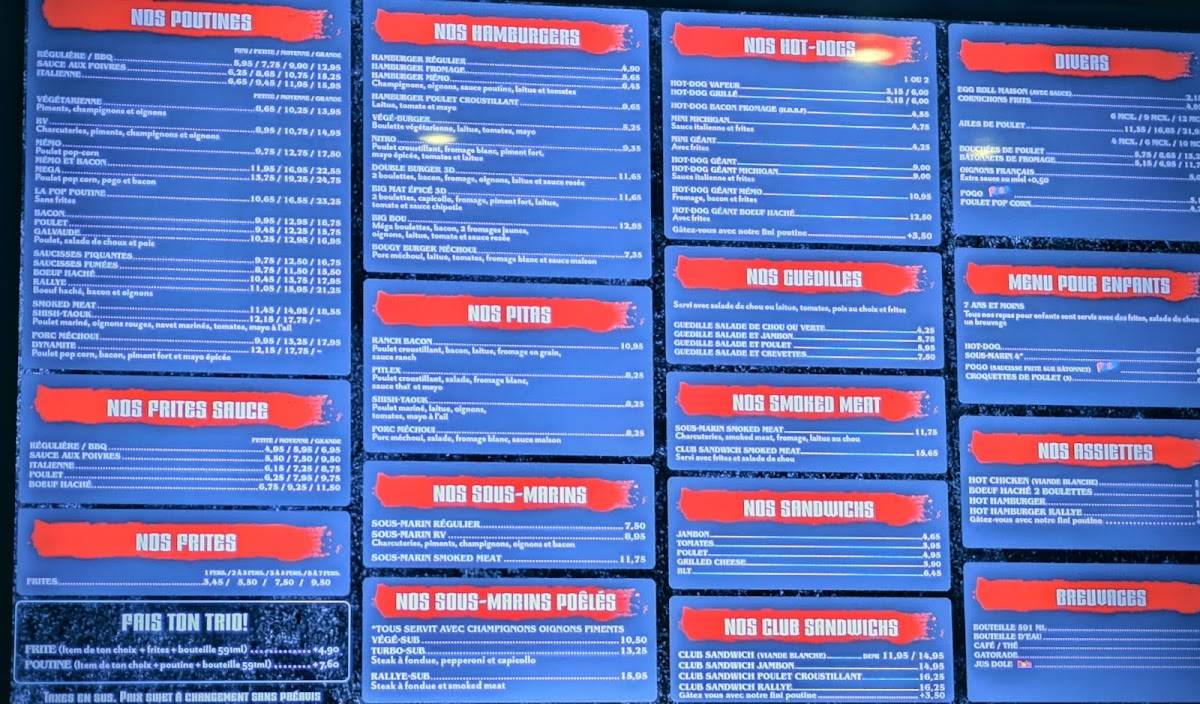 Menu de Cantine Le Rallye