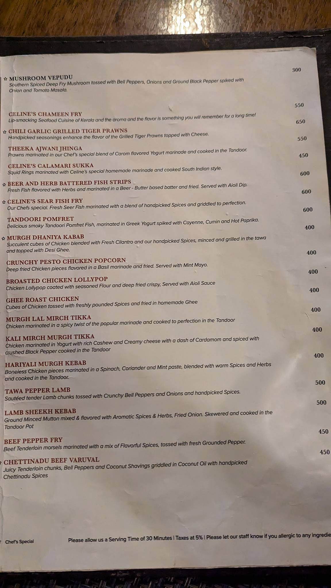 Celine's Kitchen menu