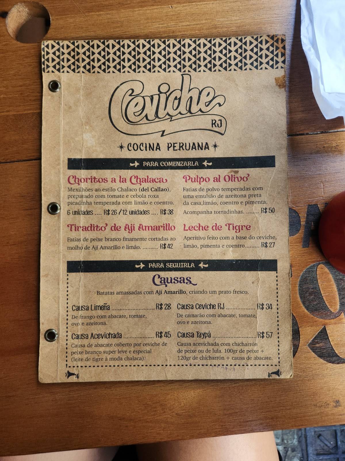 Ceviche RJ Flamengo cardápio