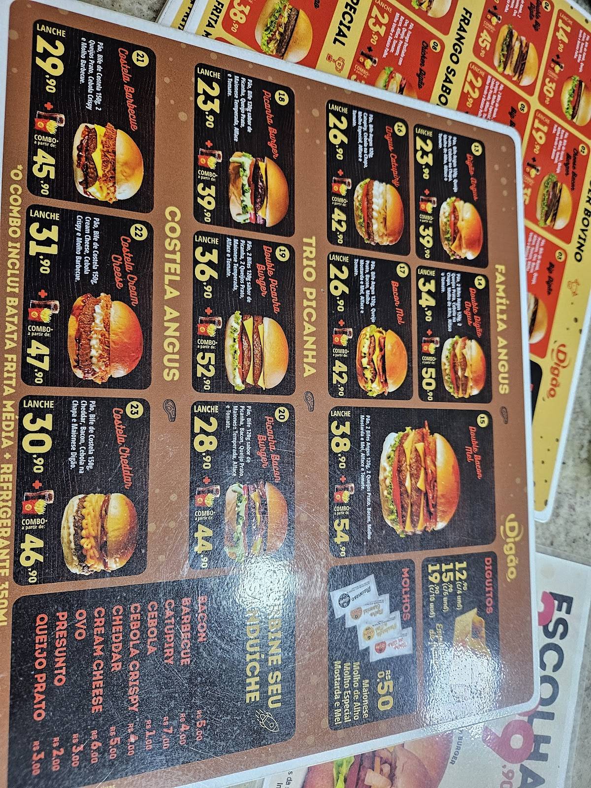 Digão Três Rios cardápio