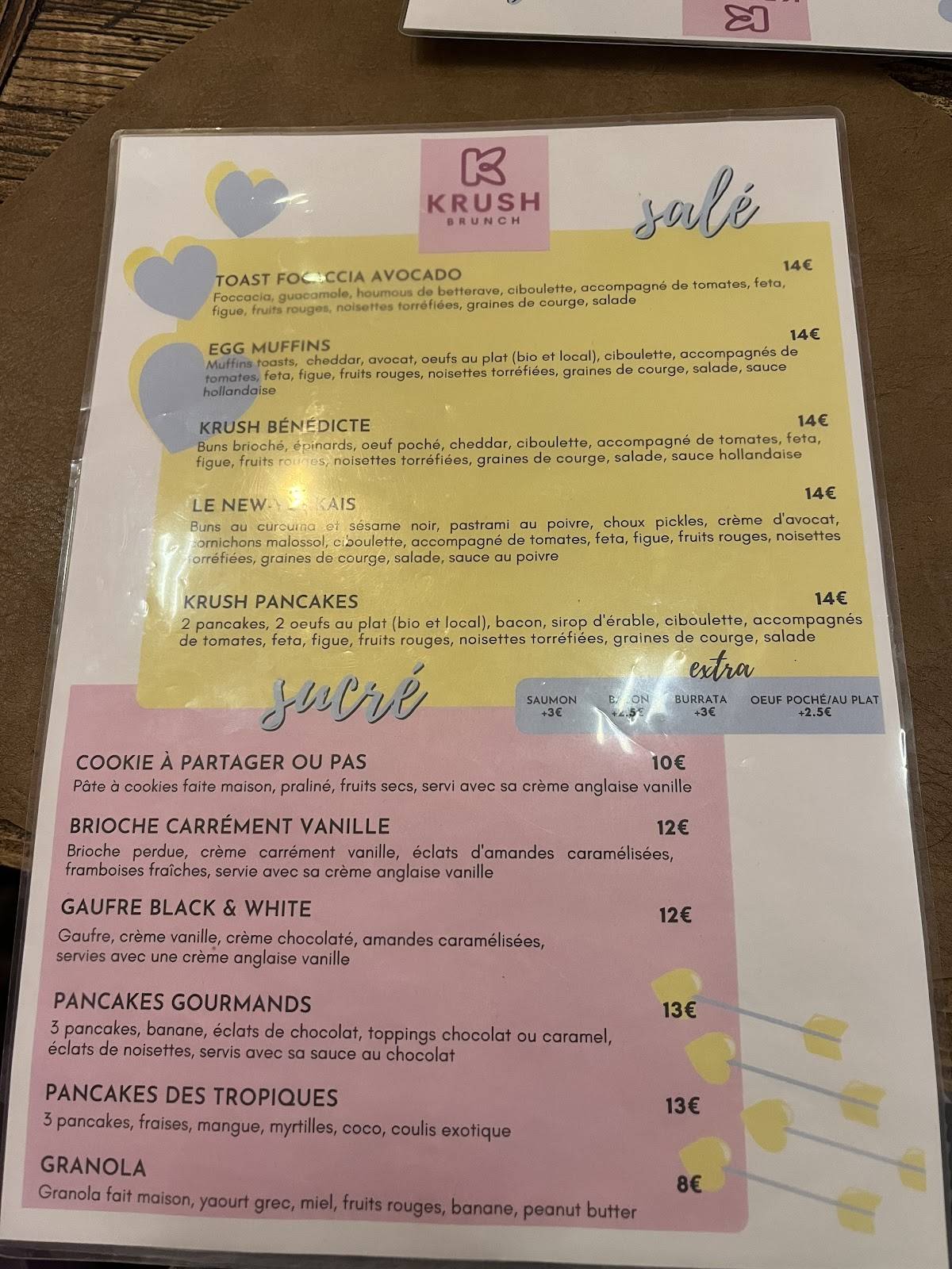 Menu de Krush