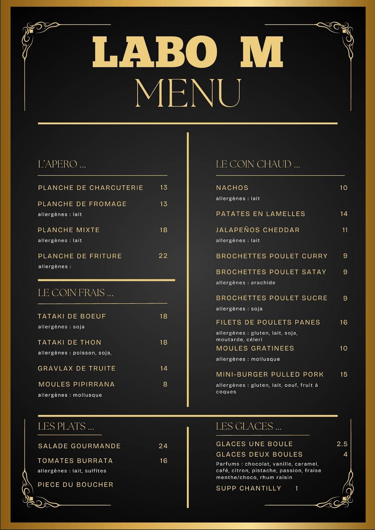 Menu de Labo M