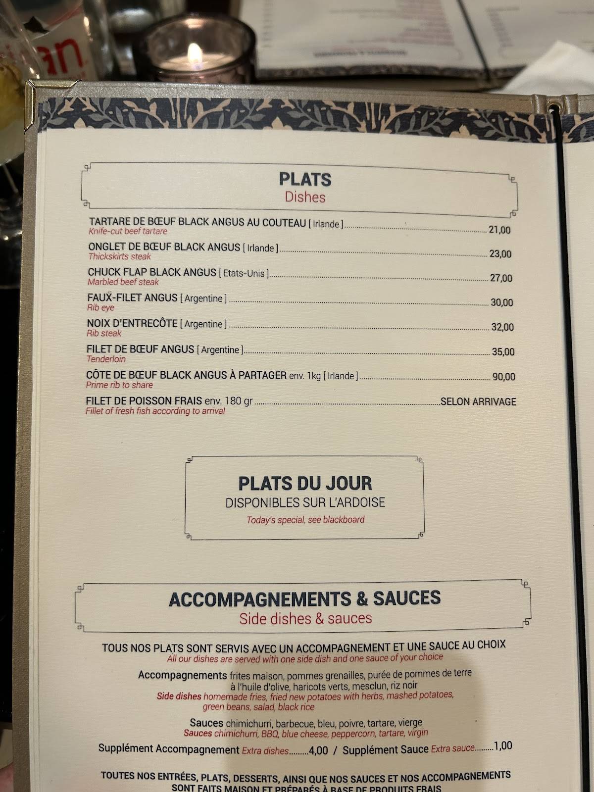 Menu de Restaurant Le Laborde