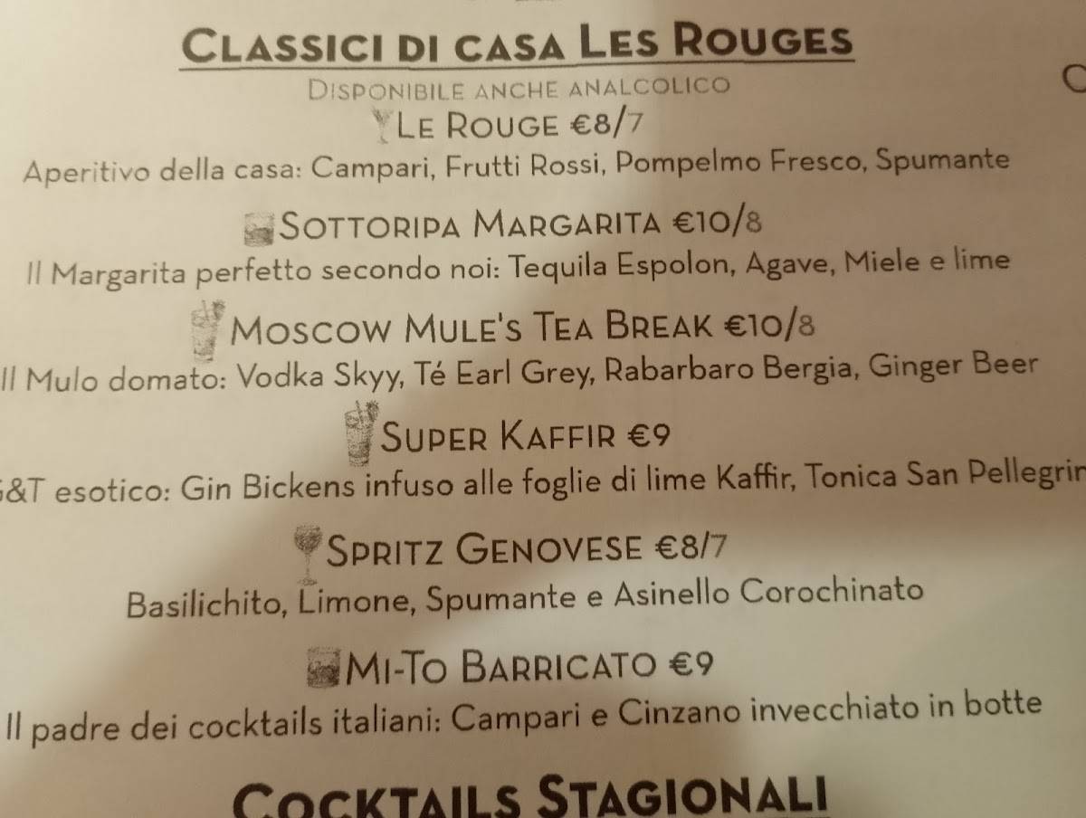 Menu di Les Rouges Cucina & Cocktails 
