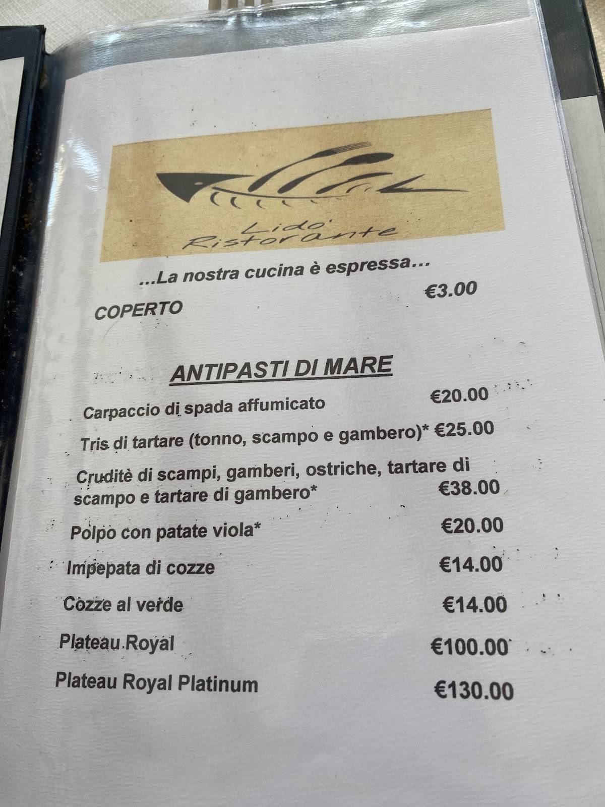 Menu di Lido' Ristorante 