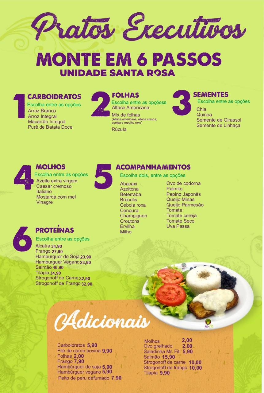 Mr.Fit Santa Rosa cardápio