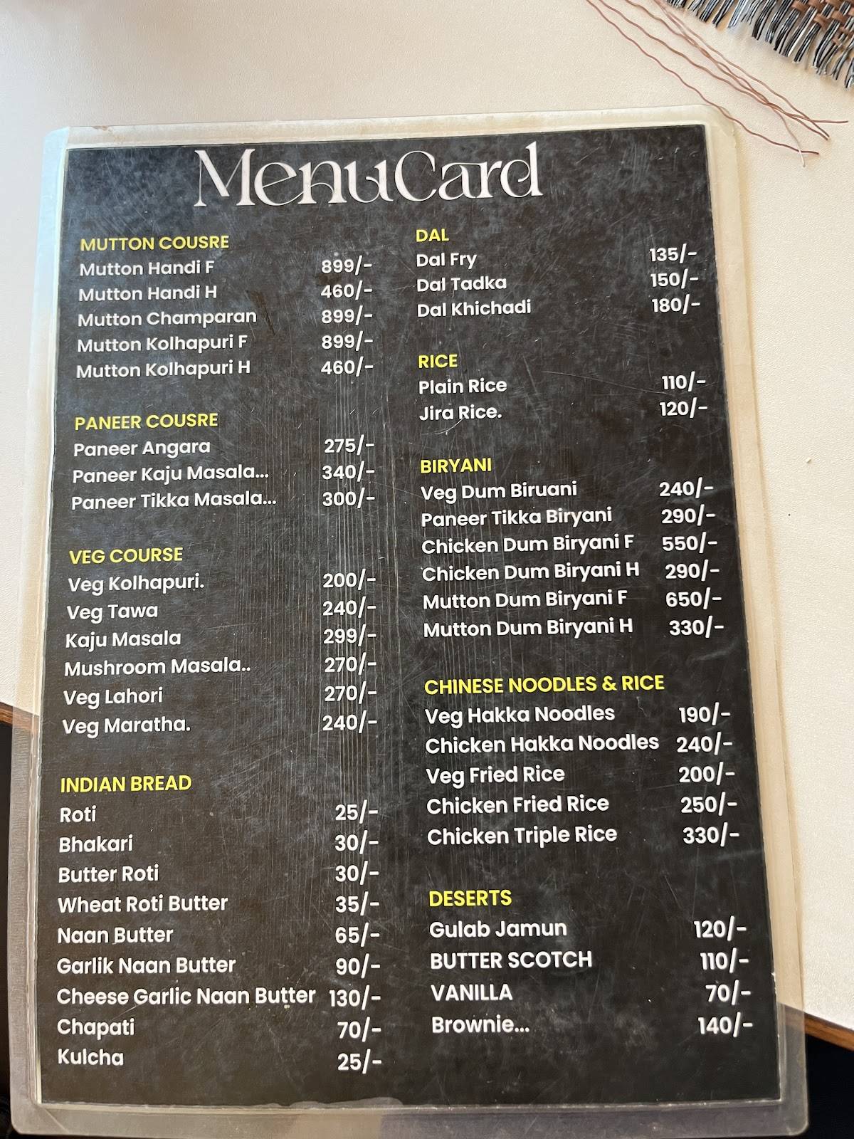 North Point Rooftop menu