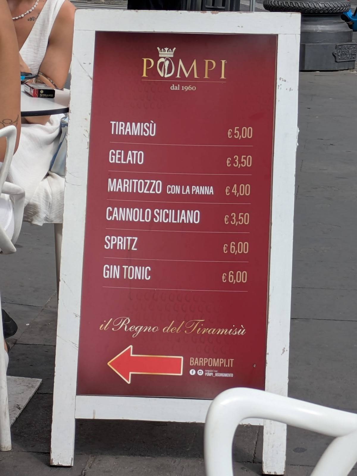 Menu di Pompi il regno del Tiramisu 