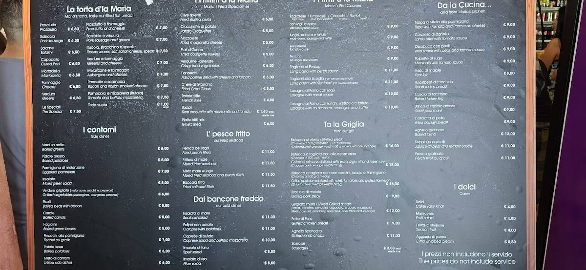 Menu di Faliero Torta de la Maria 