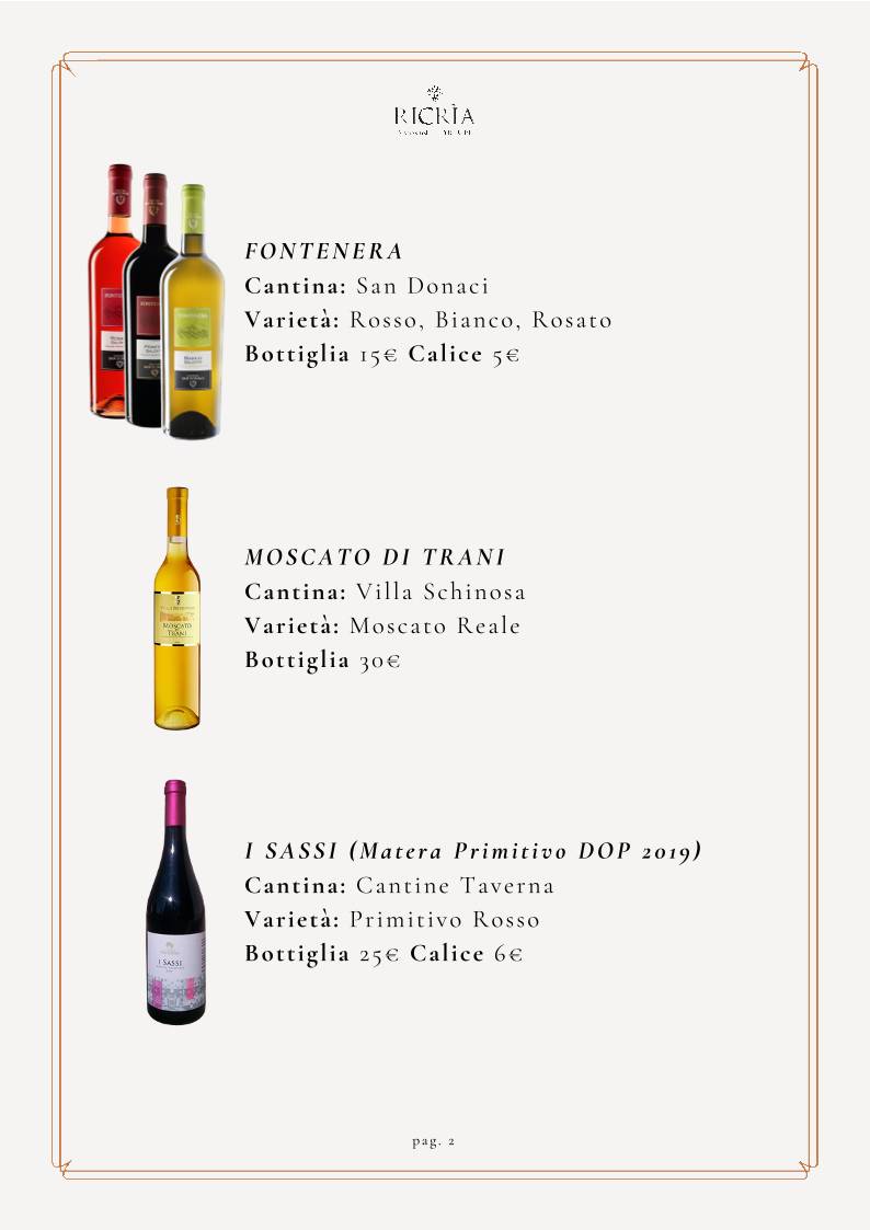 Menu di Ricria il Ristorante 