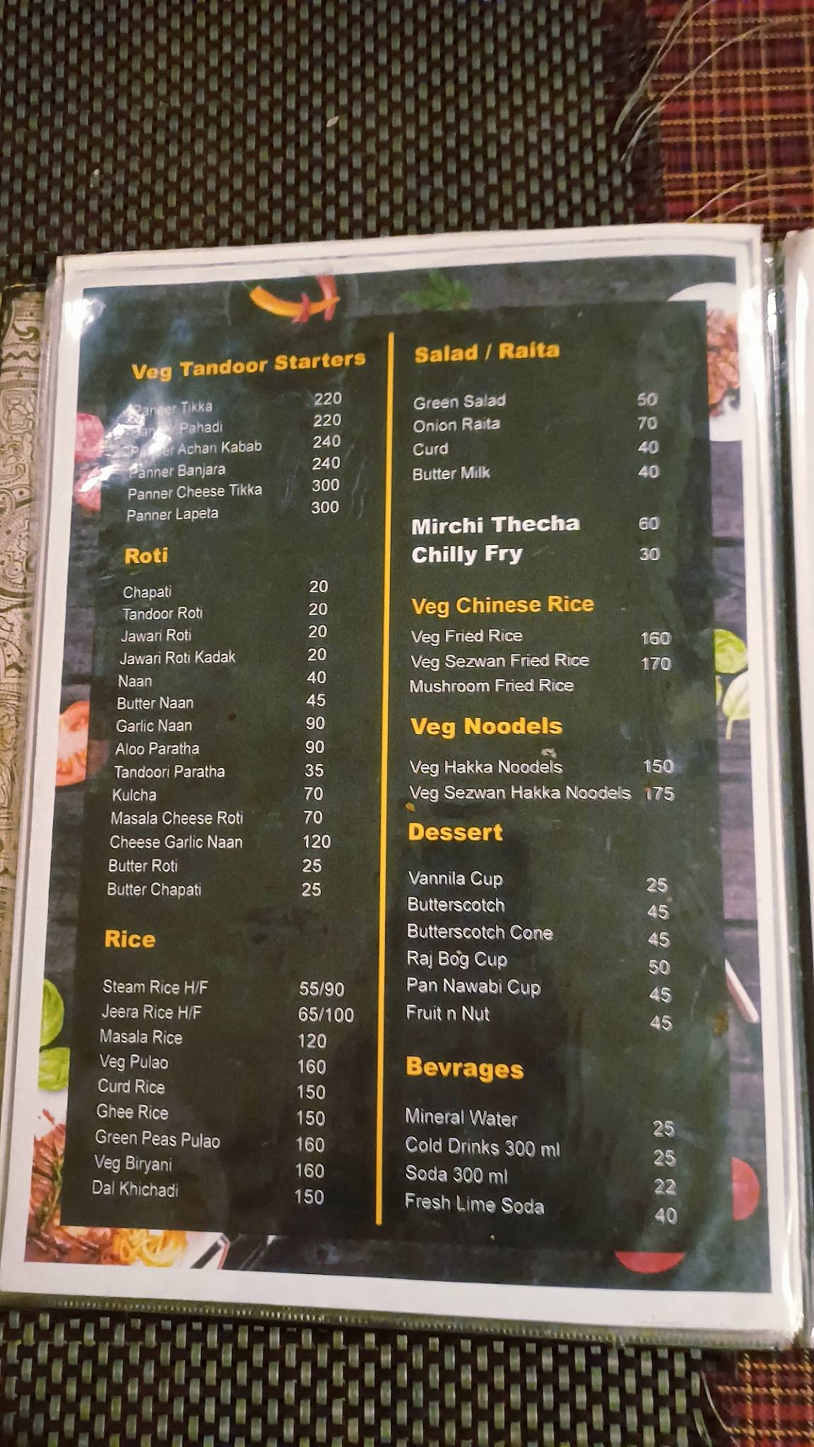 Step Inn menu