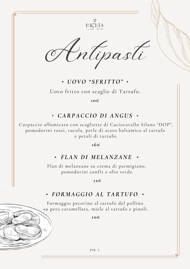 Menu di Ricria il Ristorante 