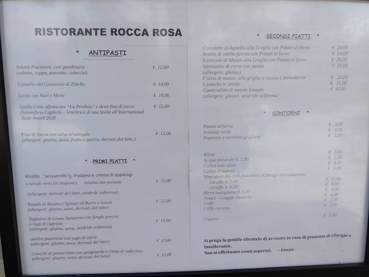 Menu di Ristorante Rocca Rosa 