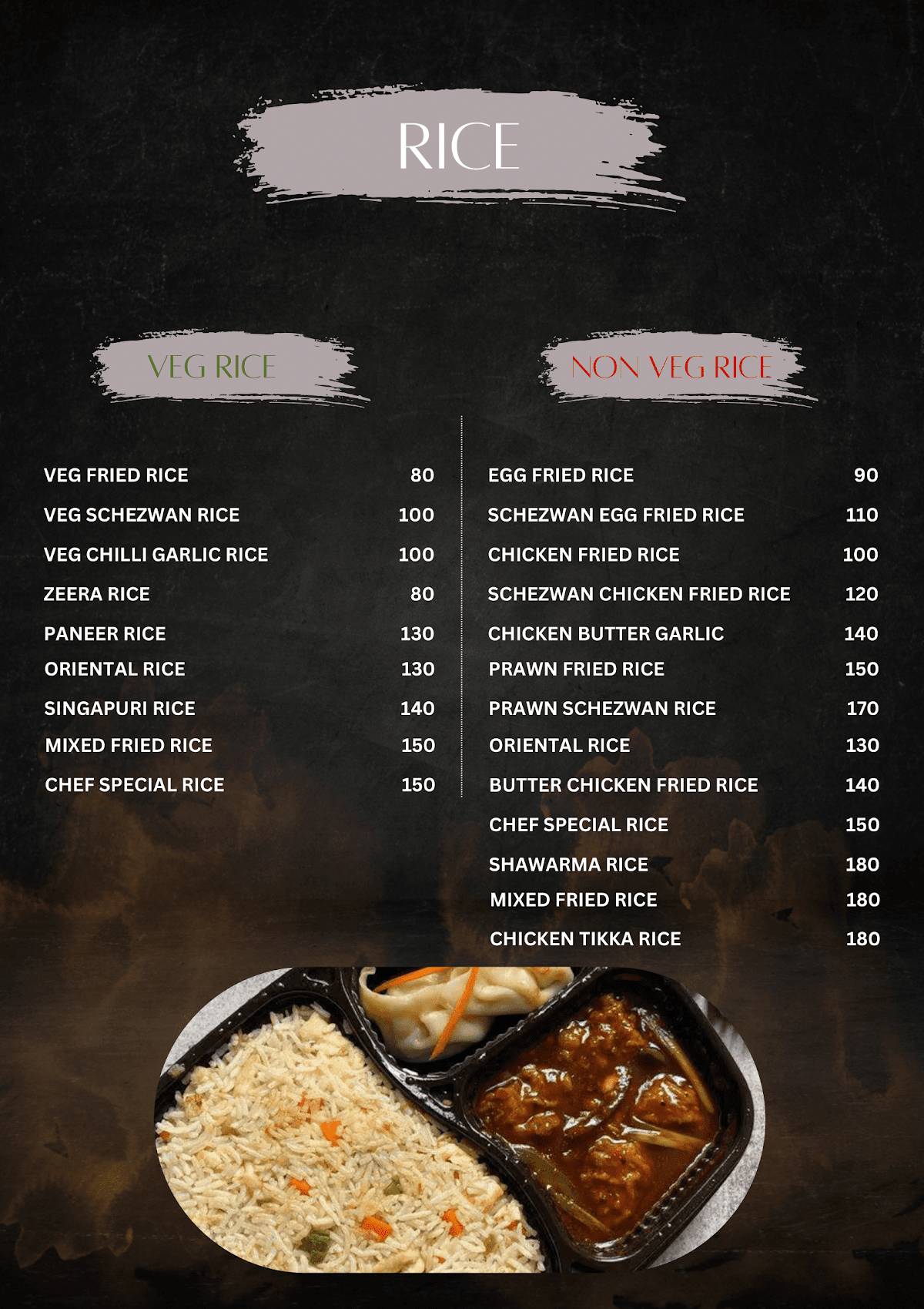 Rolls Rise Signature menu
