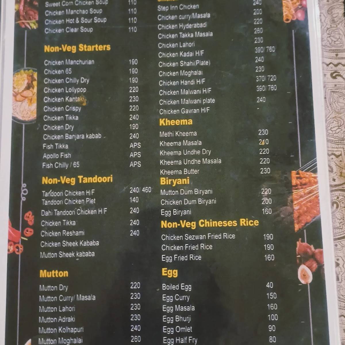 Step Inn menu