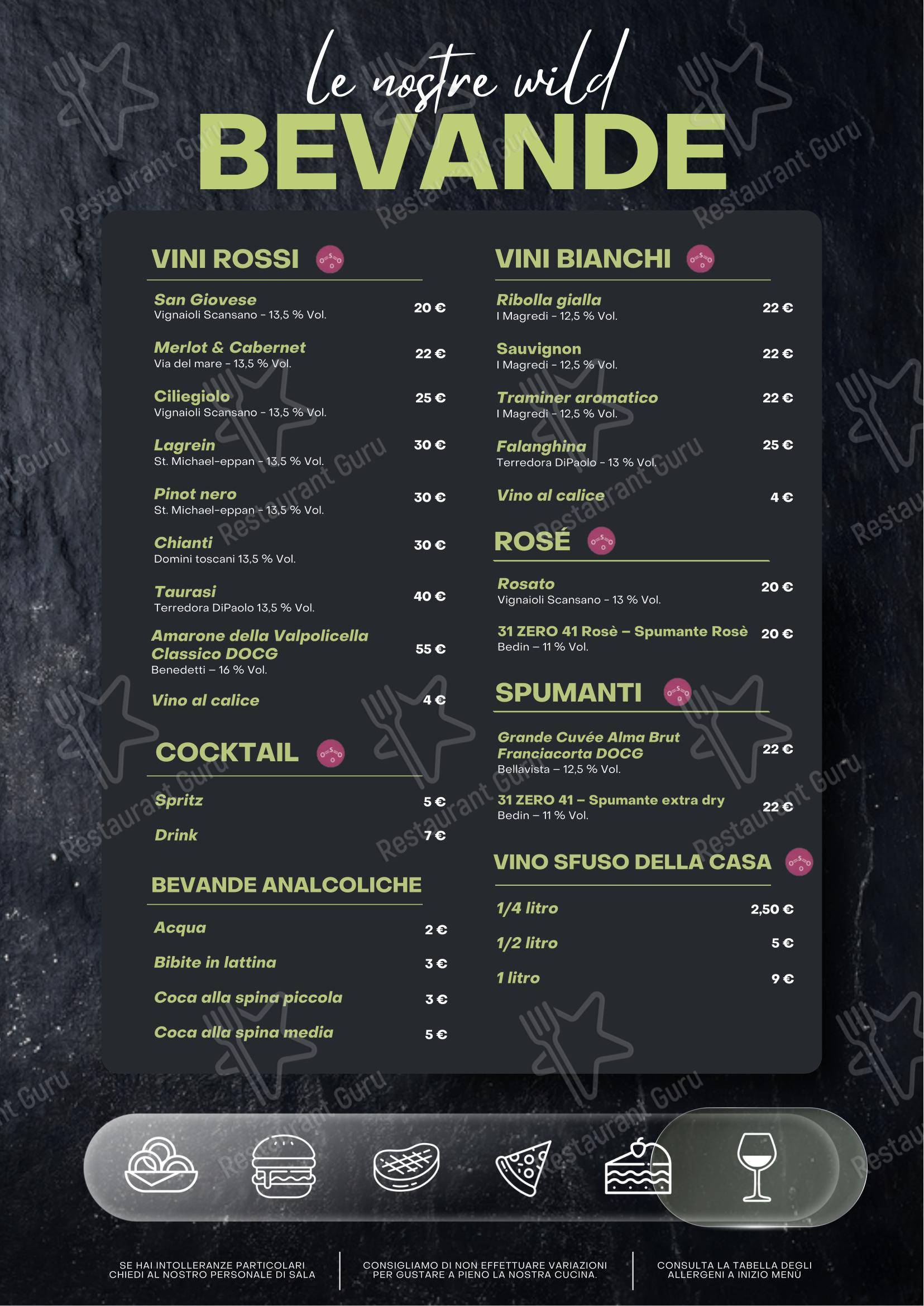 Menu per The Wild Rabbit in Mediglia