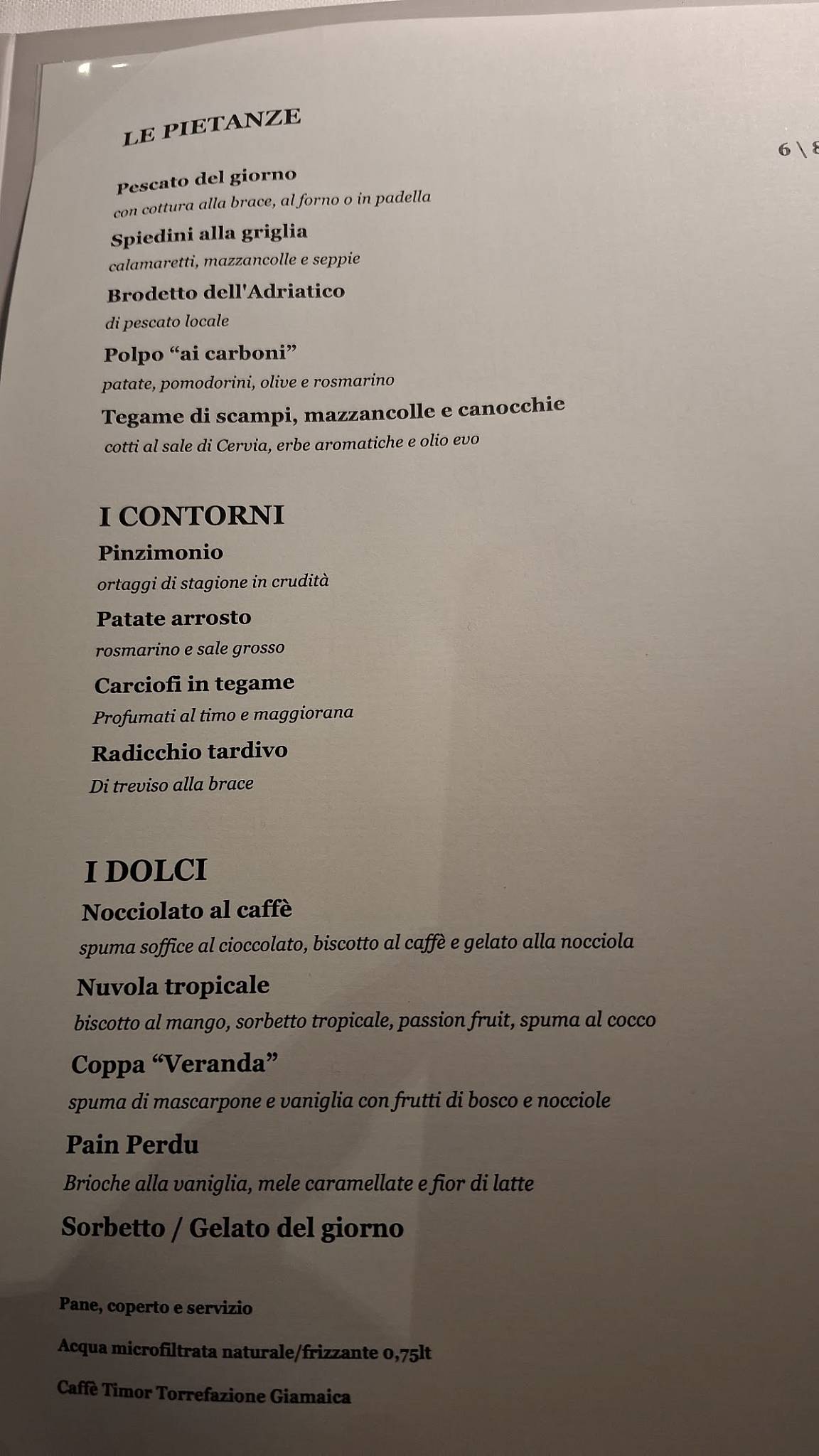 Menu di Veranda Ristorante 