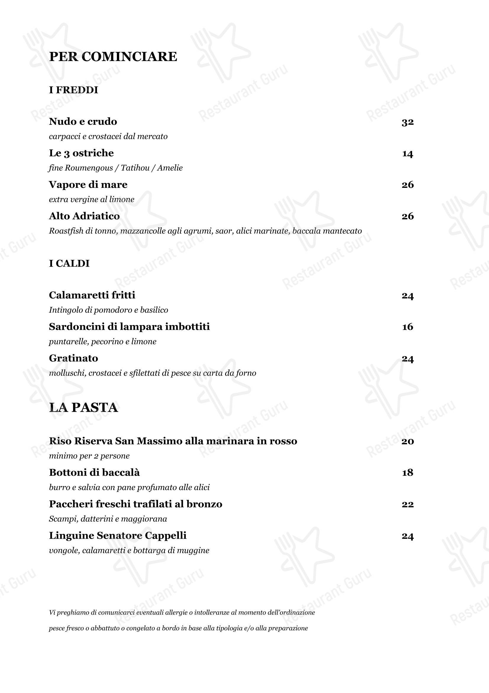 Veranda Ristorante in Cesenatico - Menu bar