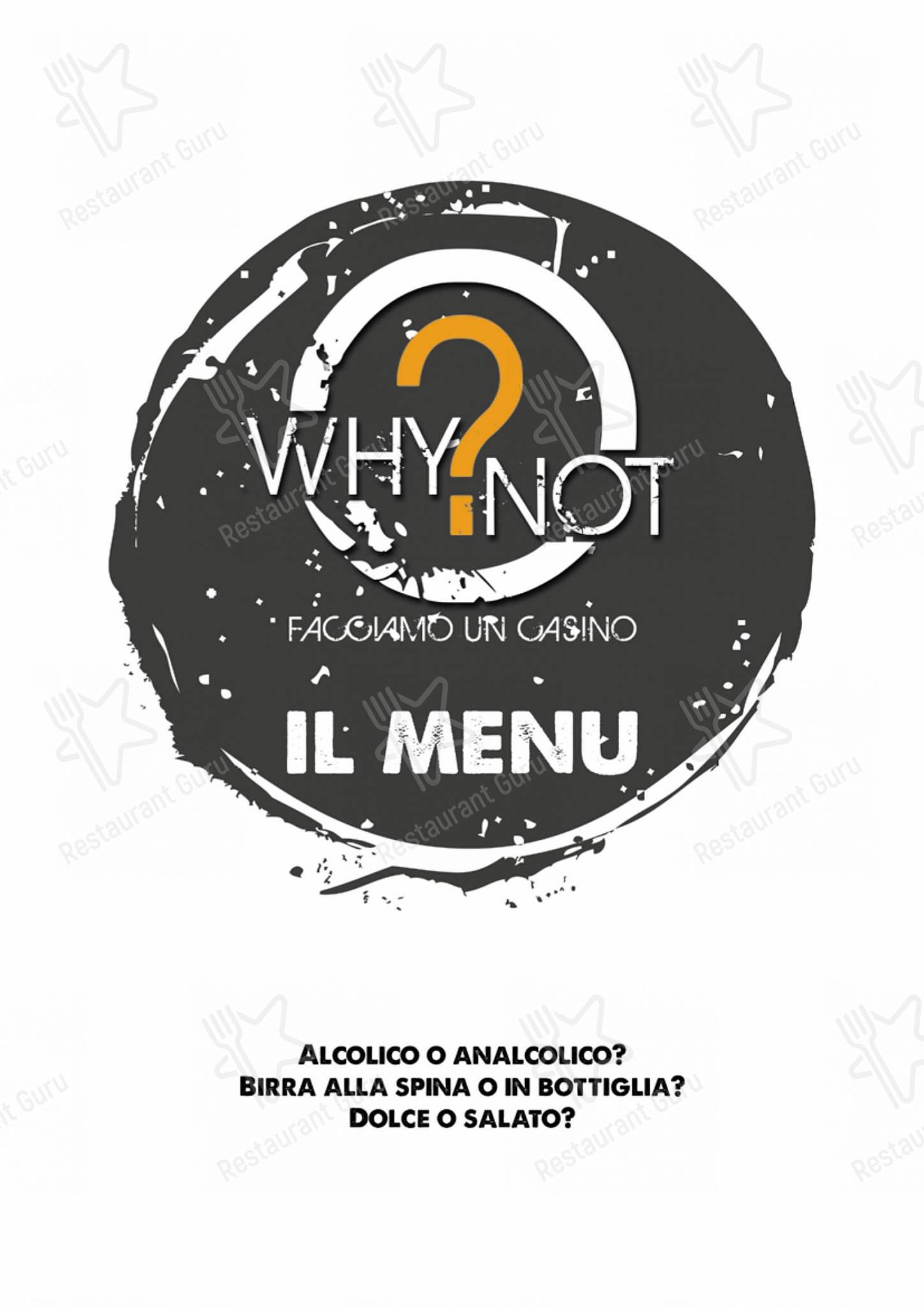 Dinner Menu per Why Not? Pub in Balestrate