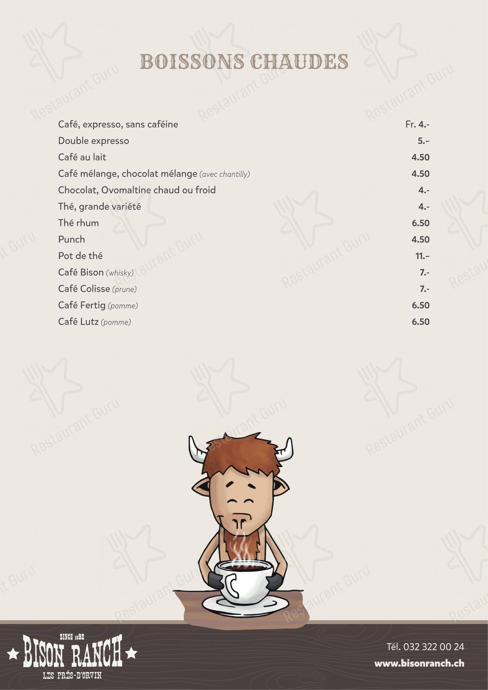Menu di Christian Lecomte, Auberge des Bisons - Menu