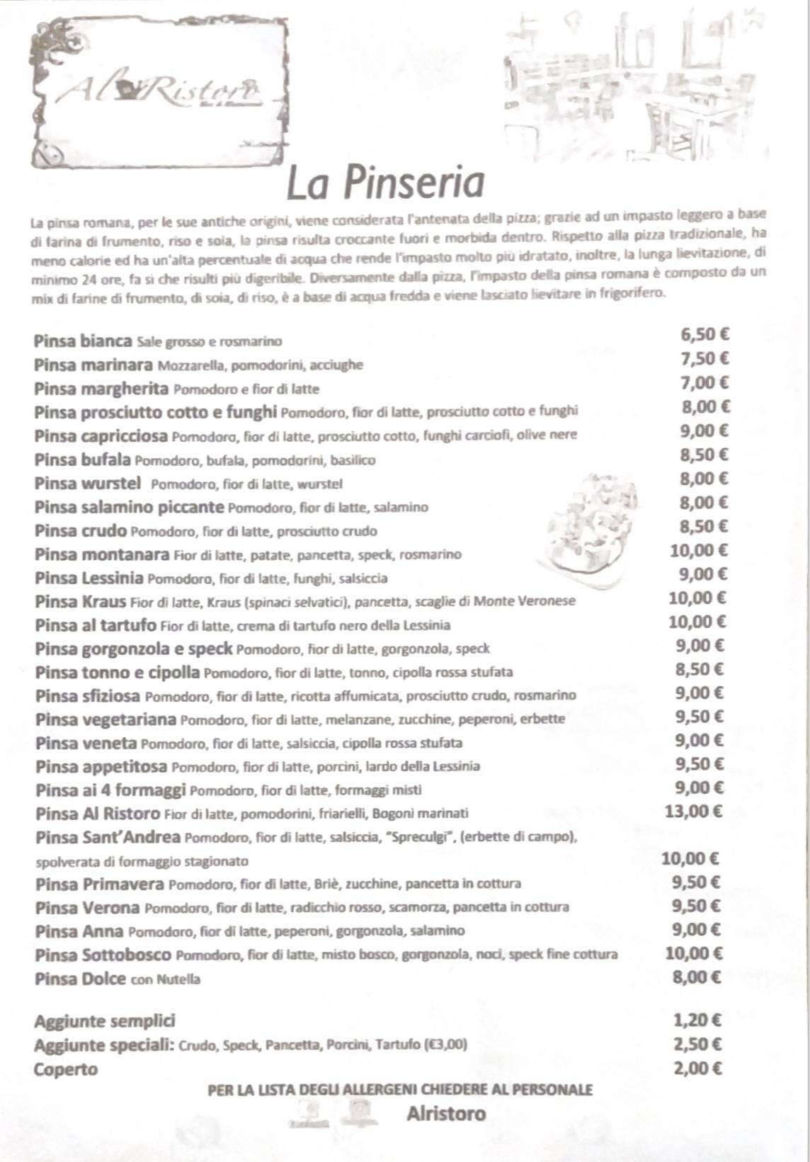 Menu di Al Ristoro 