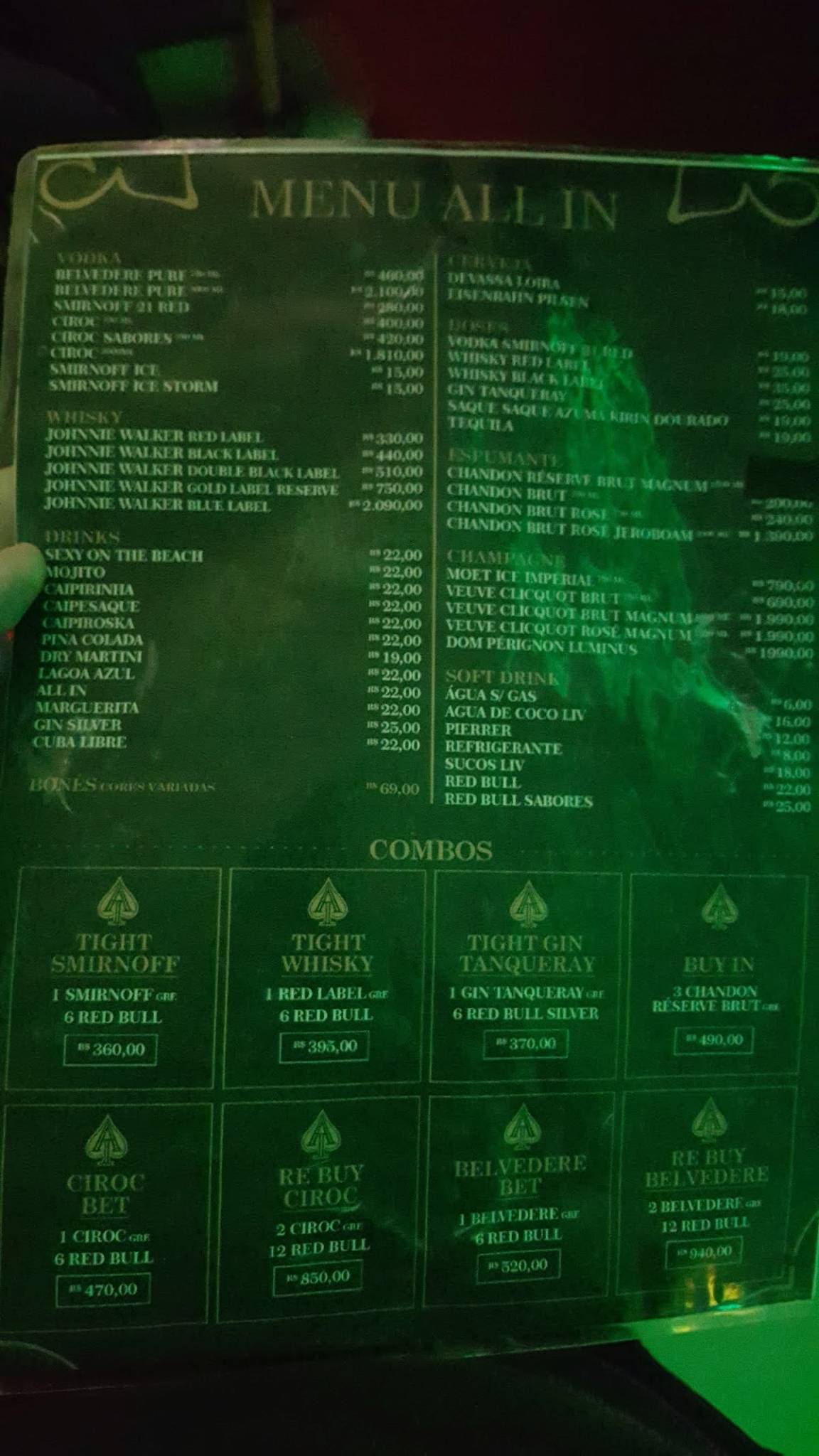 All In Lounge cardápio