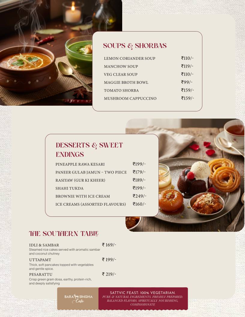 Barasinghaa Cafe menu