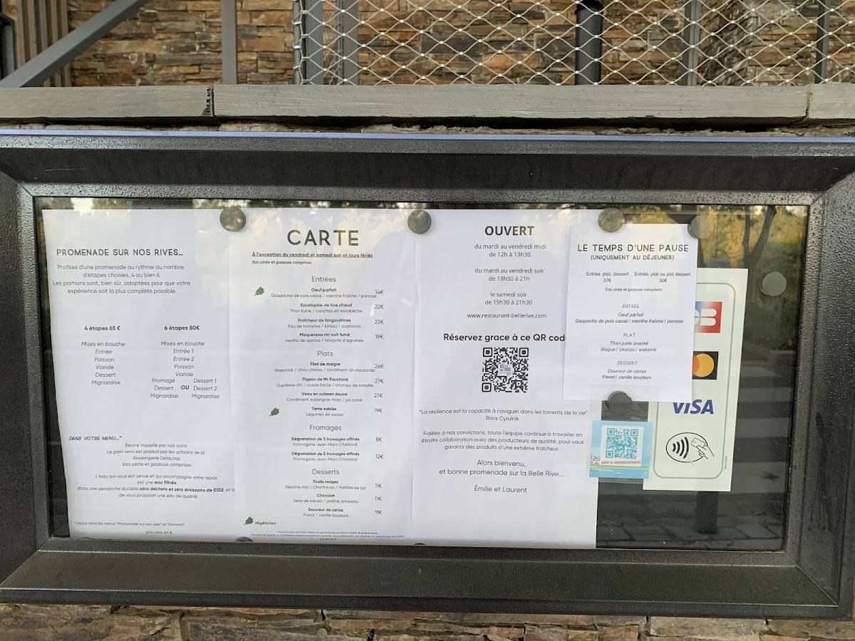 Menu de Belle Rive