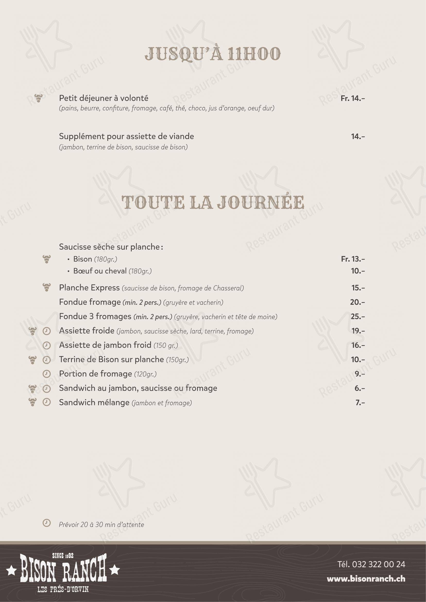 Christian Lecomte, Auberge des Bisons in Nods - Menu