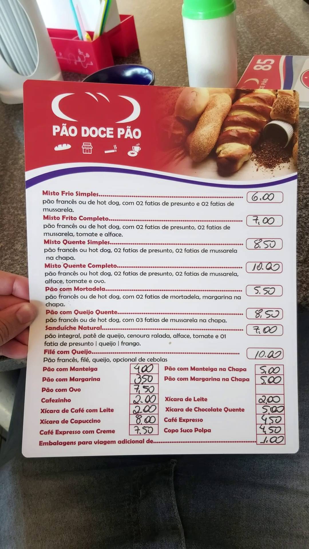 Pão Doce Pão cardápio